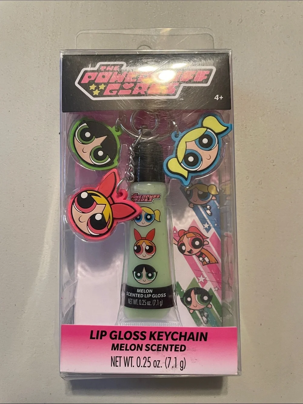 Powerpuff Girls Melon Scented Lip Gloss Keychain - Pink & Green Melon NWT